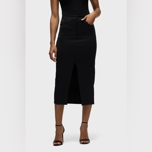 Hudson Jeans Scuba Reconstructed Midi Pencil Skirt size Medium Black - Picture 1 of 5